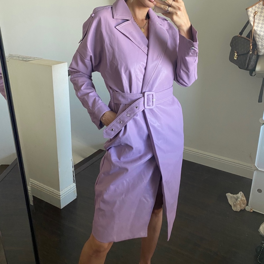 PURLE VEGAN LEATHER TRENCH COAT 💜